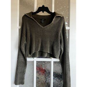 Cropped V Neck Sweater